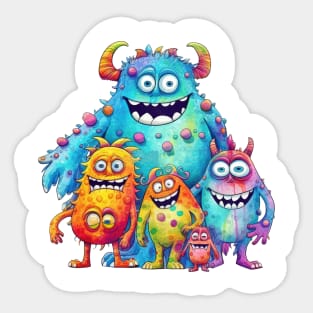 Watercolor Monster Family #3 Sticker